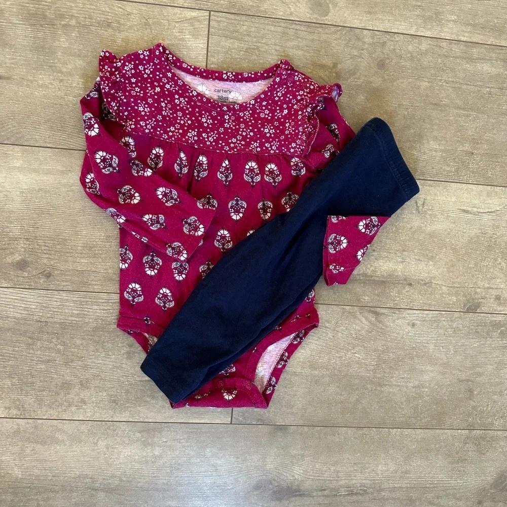 Carter’s 18 Month Baby Girl Bohemian Long Sleeve Bodysuit & Leggings Set